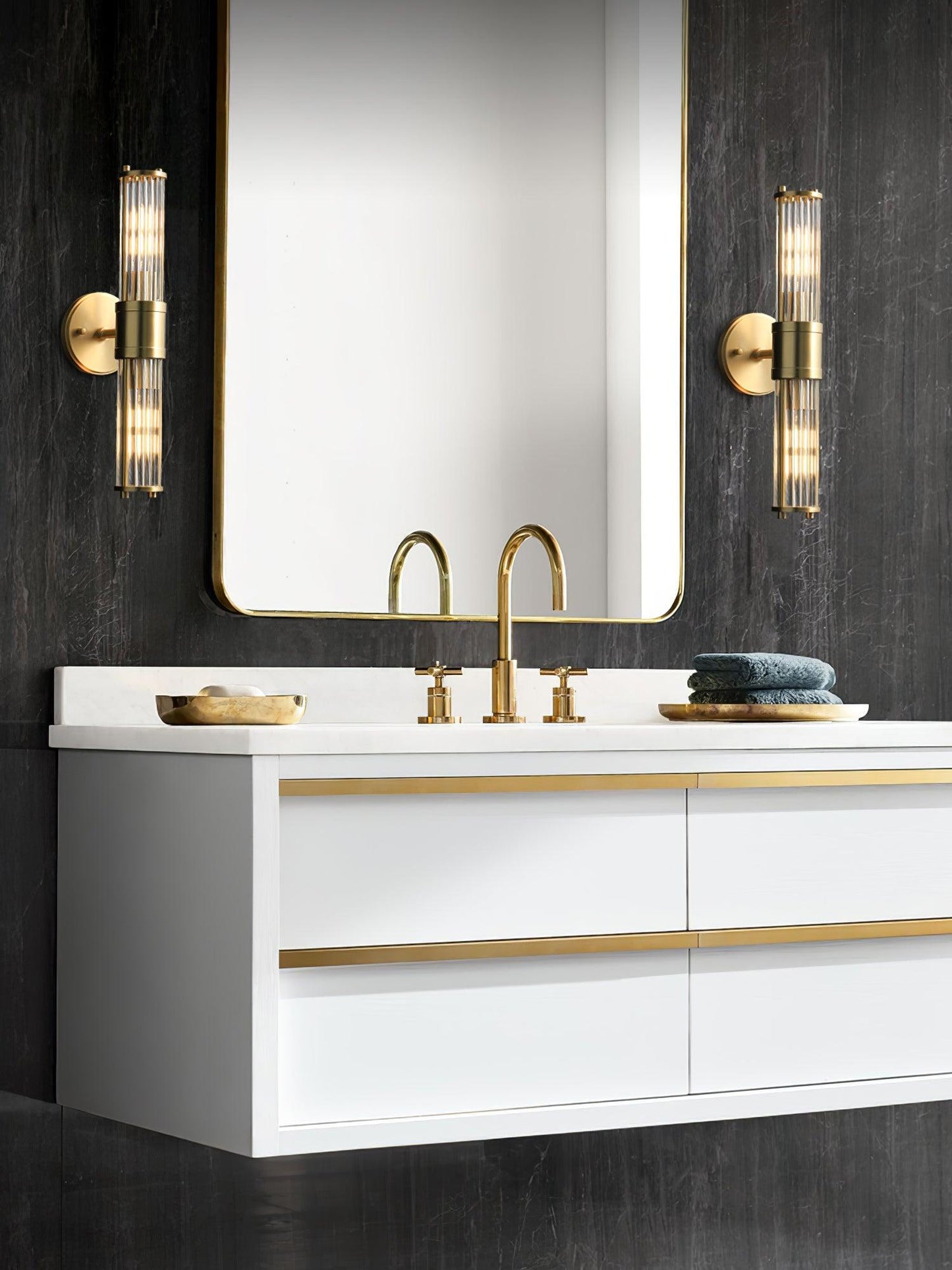 Celeste Cylinder Wall Light | Brass & Glass | Clear Shade