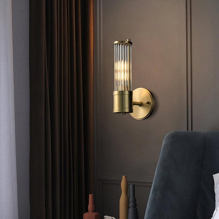 Celeste Cylinder Wall Light | Brass & Glass | Clear Shade
