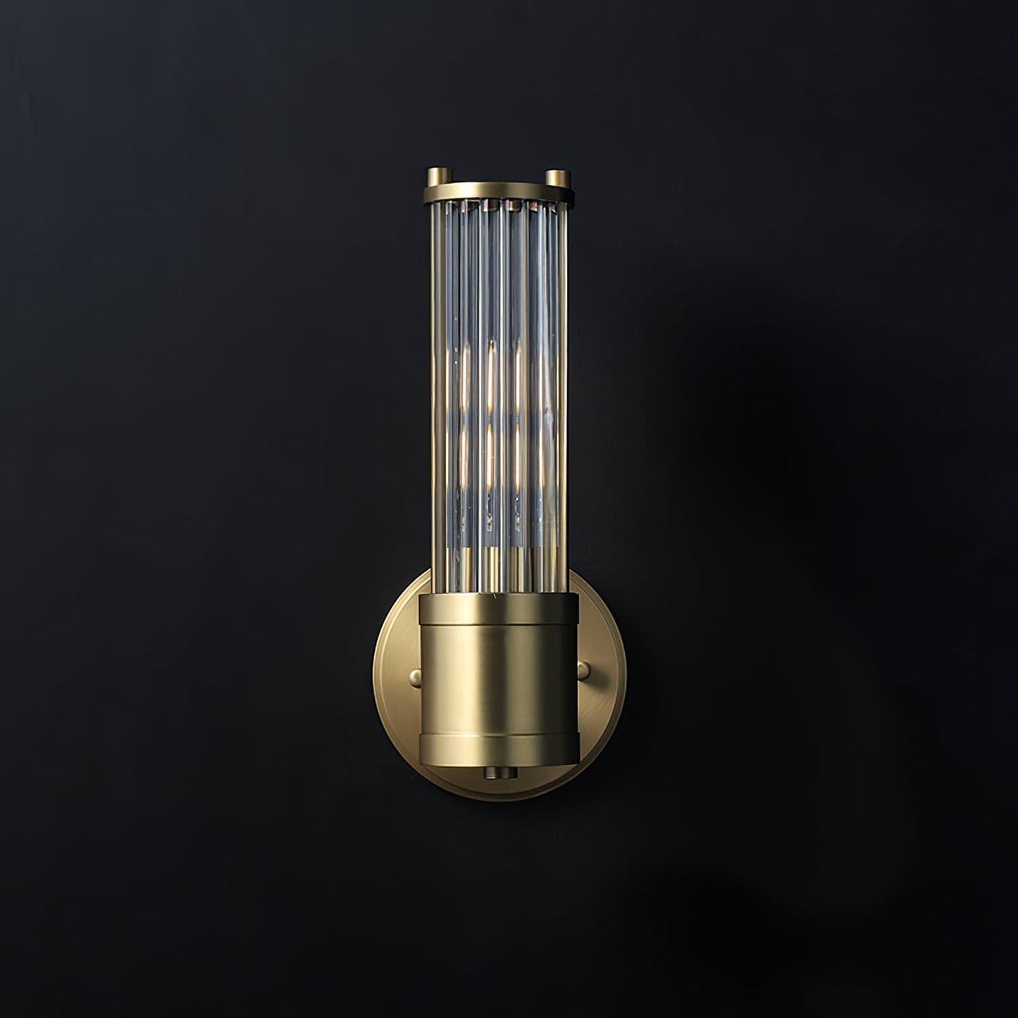 Celeste Cylinder Wall Light | Brass & Glass | Clear Shade