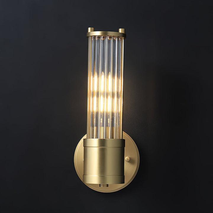 Celeste Cylinder Wall Light | Brass & Glass | Clear Shade