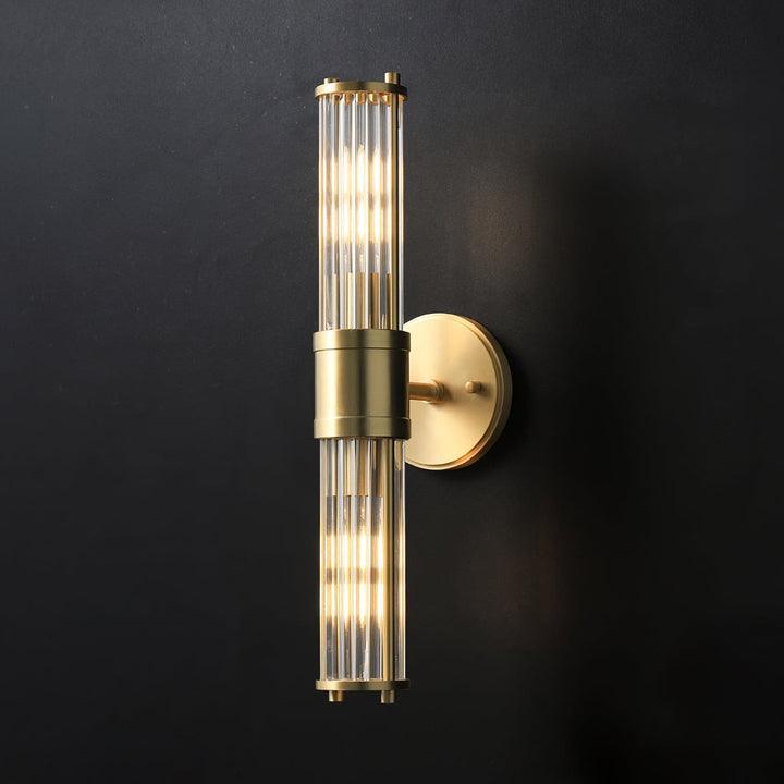 Celeste Cylinder Wall Light | Brass & Glass | Clear Shade