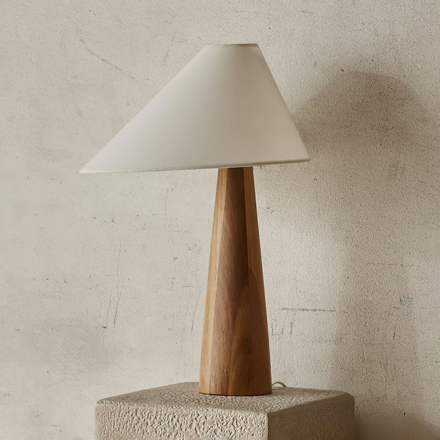Alvin Table Lamp | Wooden Base & Linen Shade | White