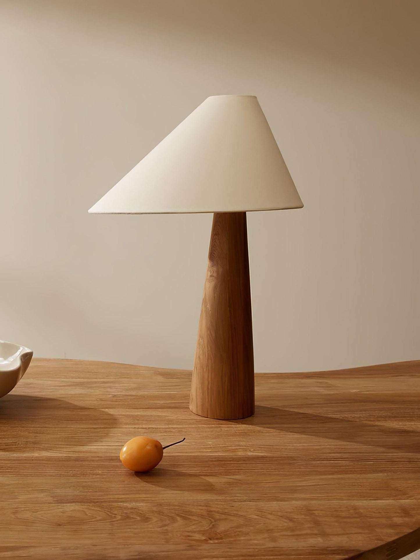 Alvin Table Lamp | Wooden Base & Linen Shade | White