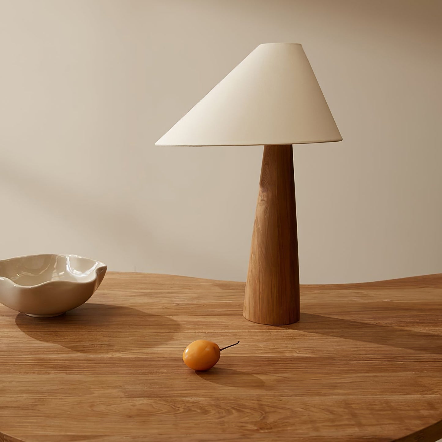 Alvin Table Lamp | Wooden Base & Linen Shade | White