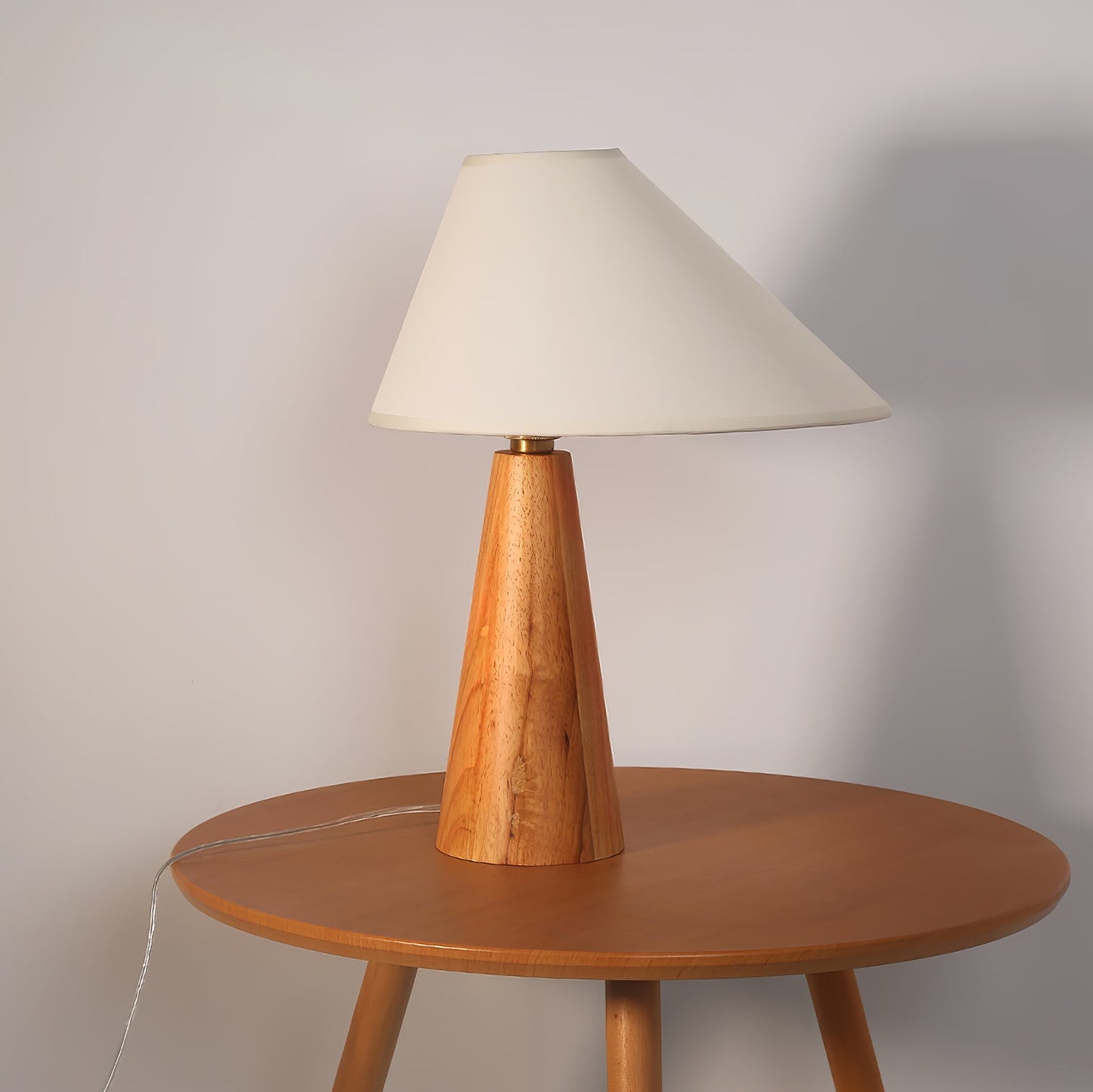 Alvin Table Lamp | Wooden Base & Linen Shade | White