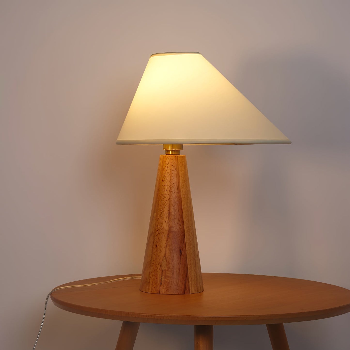 Alvin Table Lamp | Wooden Base & Linen Shade | White