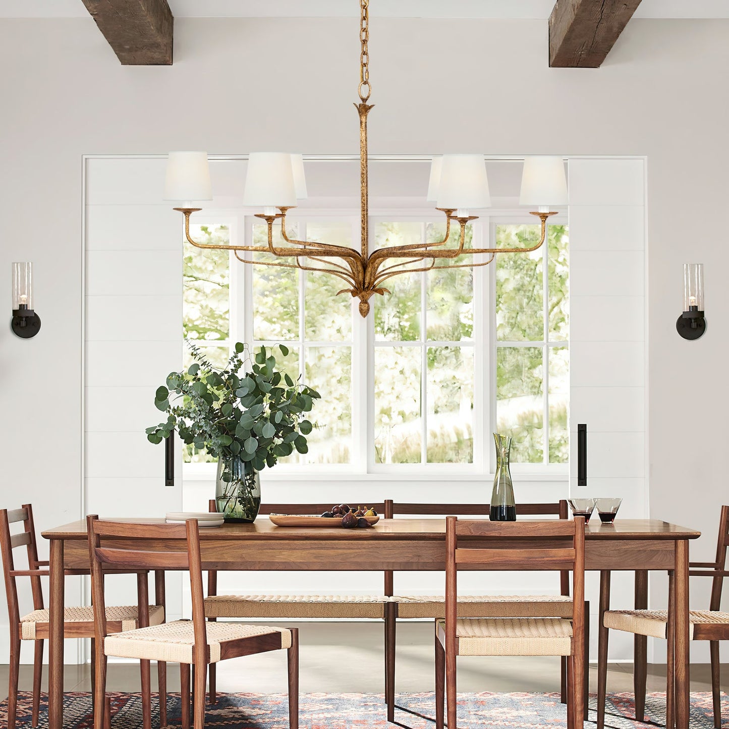 Amalfi Chandelier | Antique Brass & Fabric | 2 or 6 Lights Options