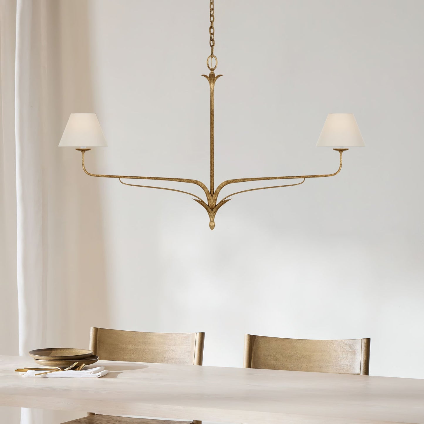 Amalfi Chandelier | Antique Brass & Fabric | 2 or 6 Lights Options
