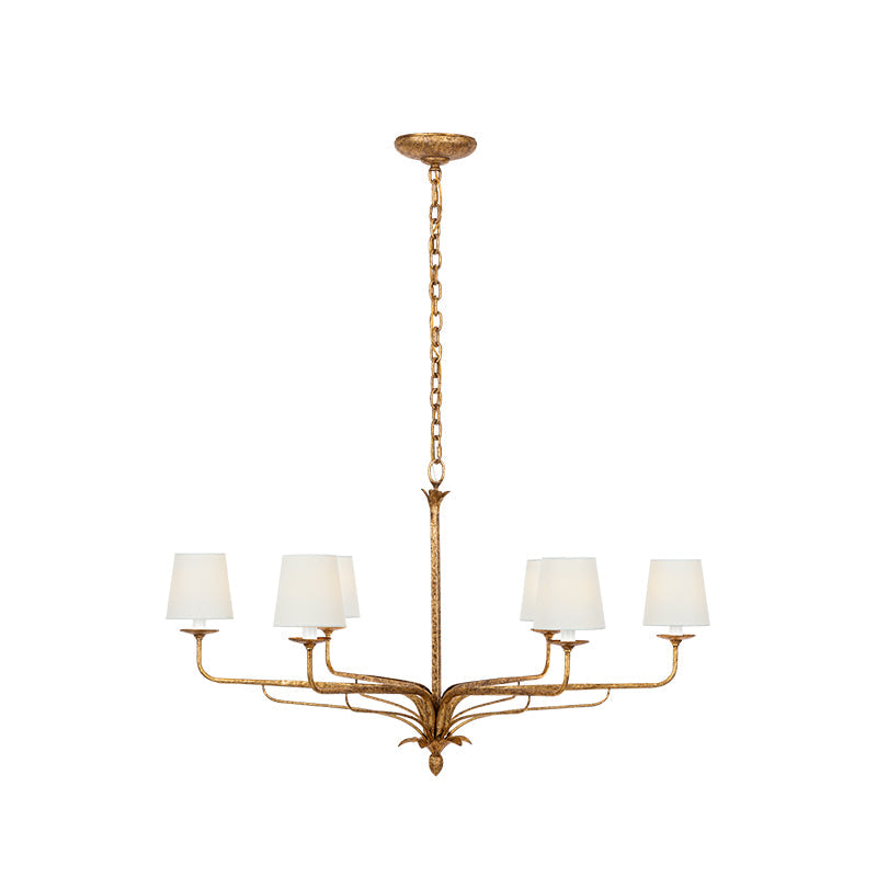 Amalfi Chandelier | Antique Brass & Fabric | 2 or 6 Lights Options