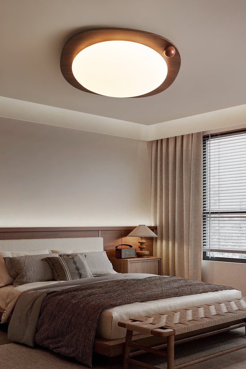 Amalphi Ceiling Light | Walnut Wood Grain | White Shade