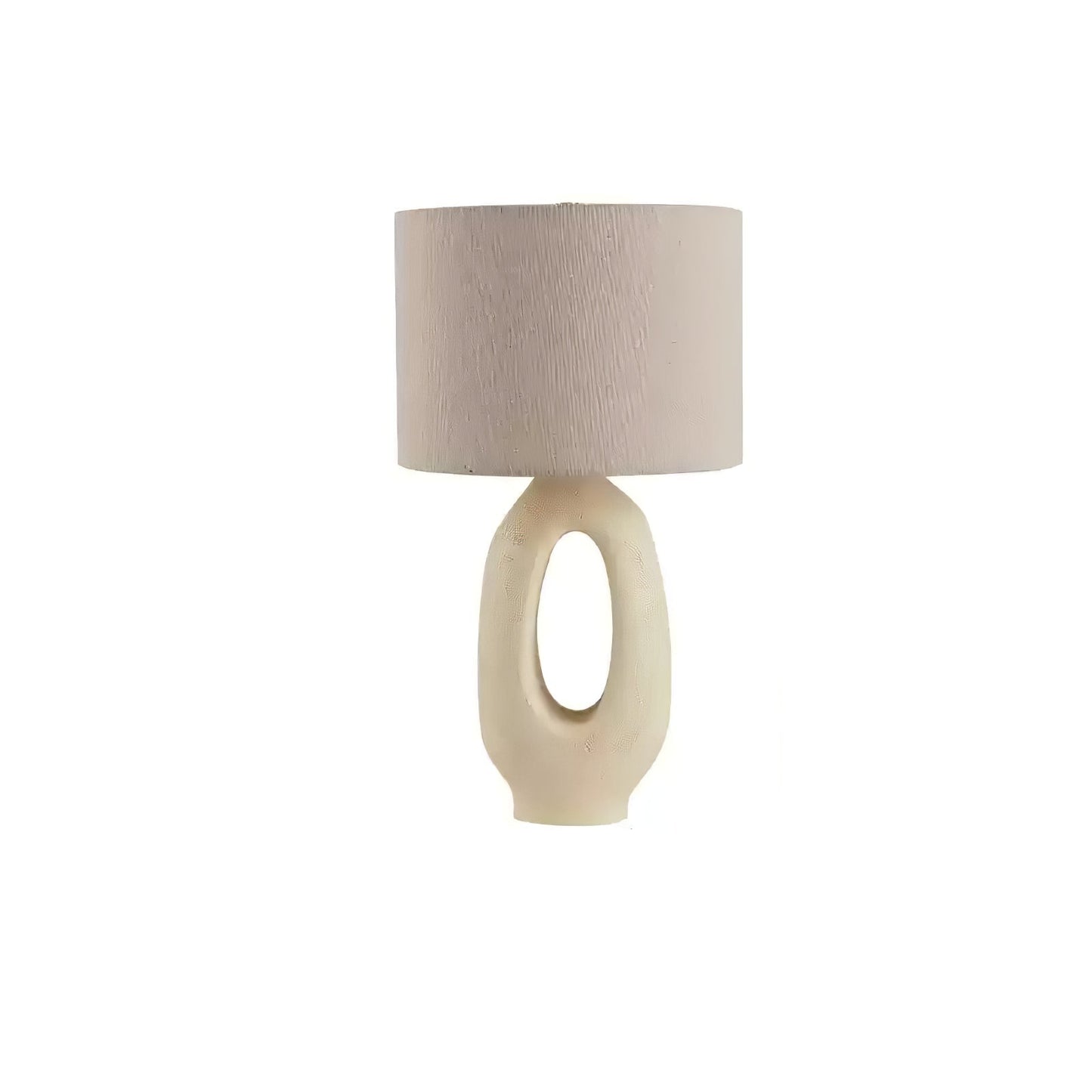 Based on the provided data:1. Core product: Table Lamp
2. Selling points: Sculptural design, ceramic base, available colors, fabric shade
3. New title: Sculptural Table Lamp | Ceramic Base | Beige, Black, White, Grey
