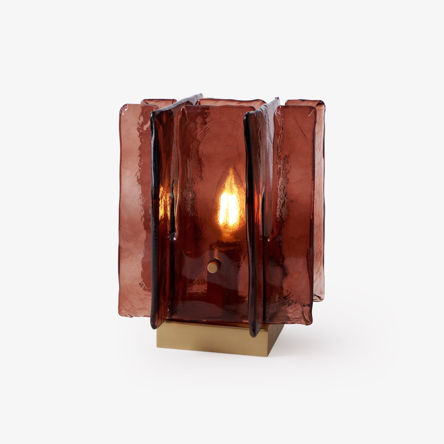 Amber Table Lamp | Brushed Brass & Amber Glass | Modern Design