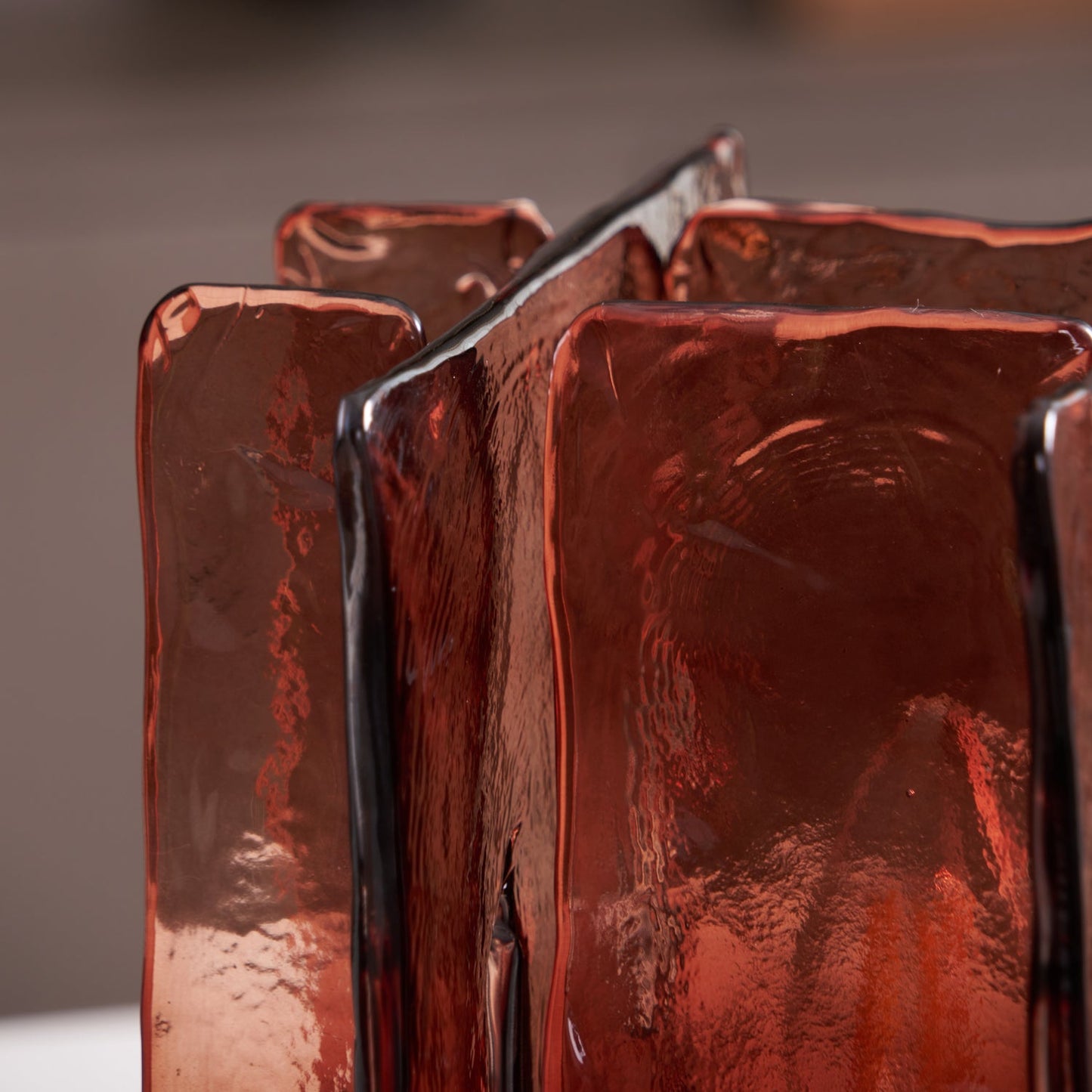 Amber Table Lamp | Brushed Brass & Amber Glass | Modern Design