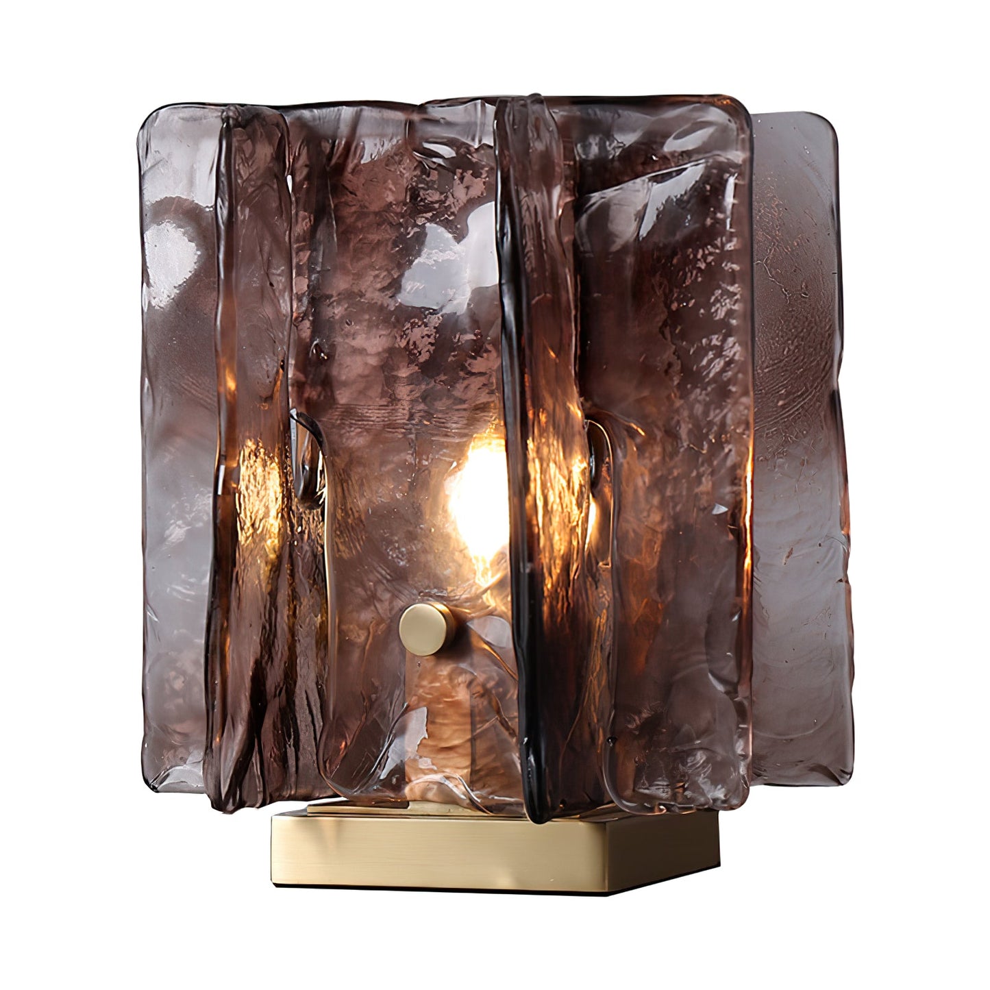 Amber Table Lamp | Brushed Brass & Amber Glass | Modern Design