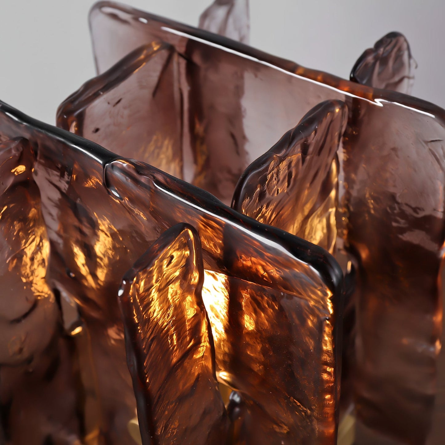 Amber Table Lamp | Brushed Brass & Amber Glass | Modern Design