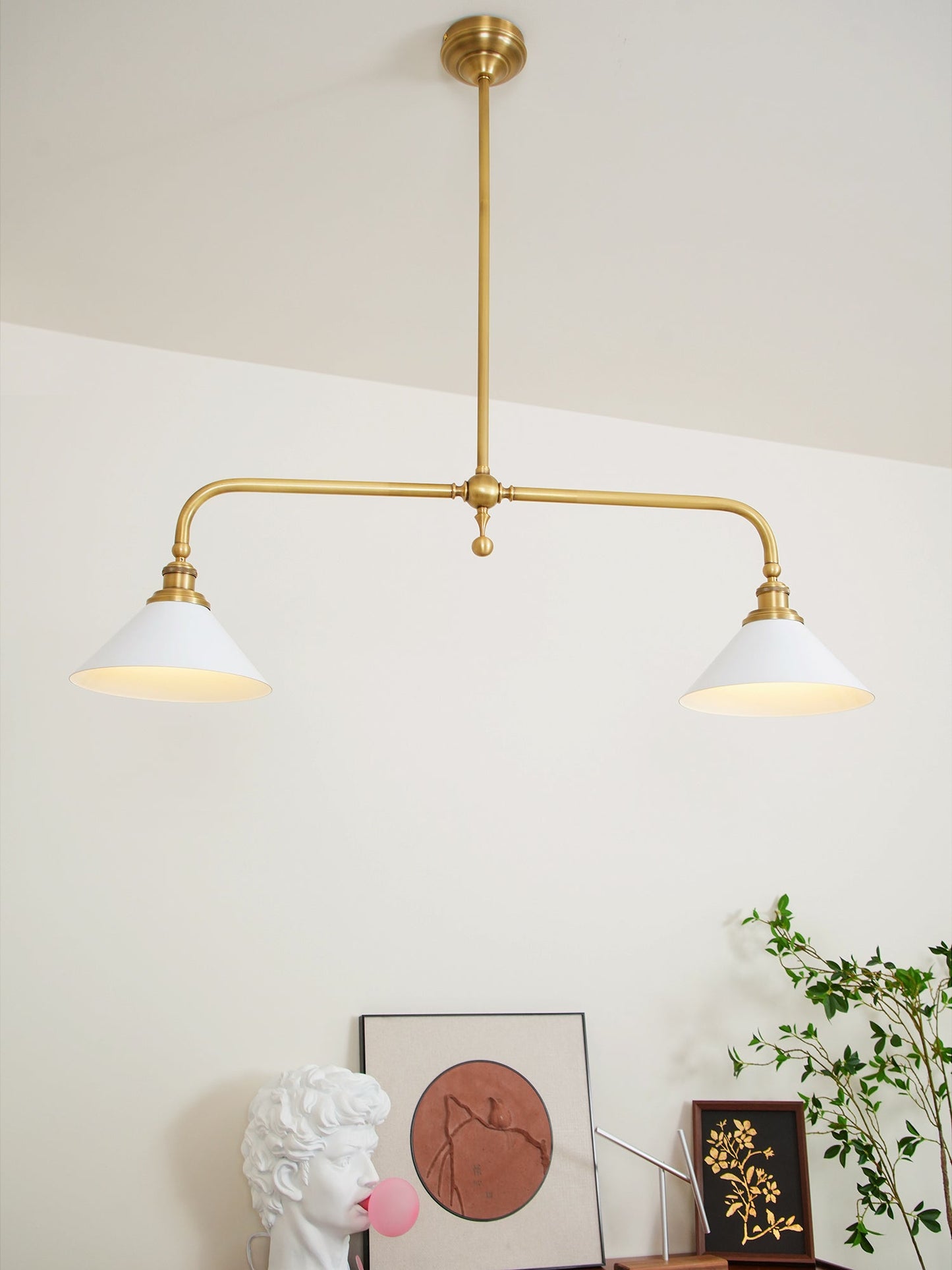Amelia Chandelier | Brass & Ceramic | 2-Light Retro Design