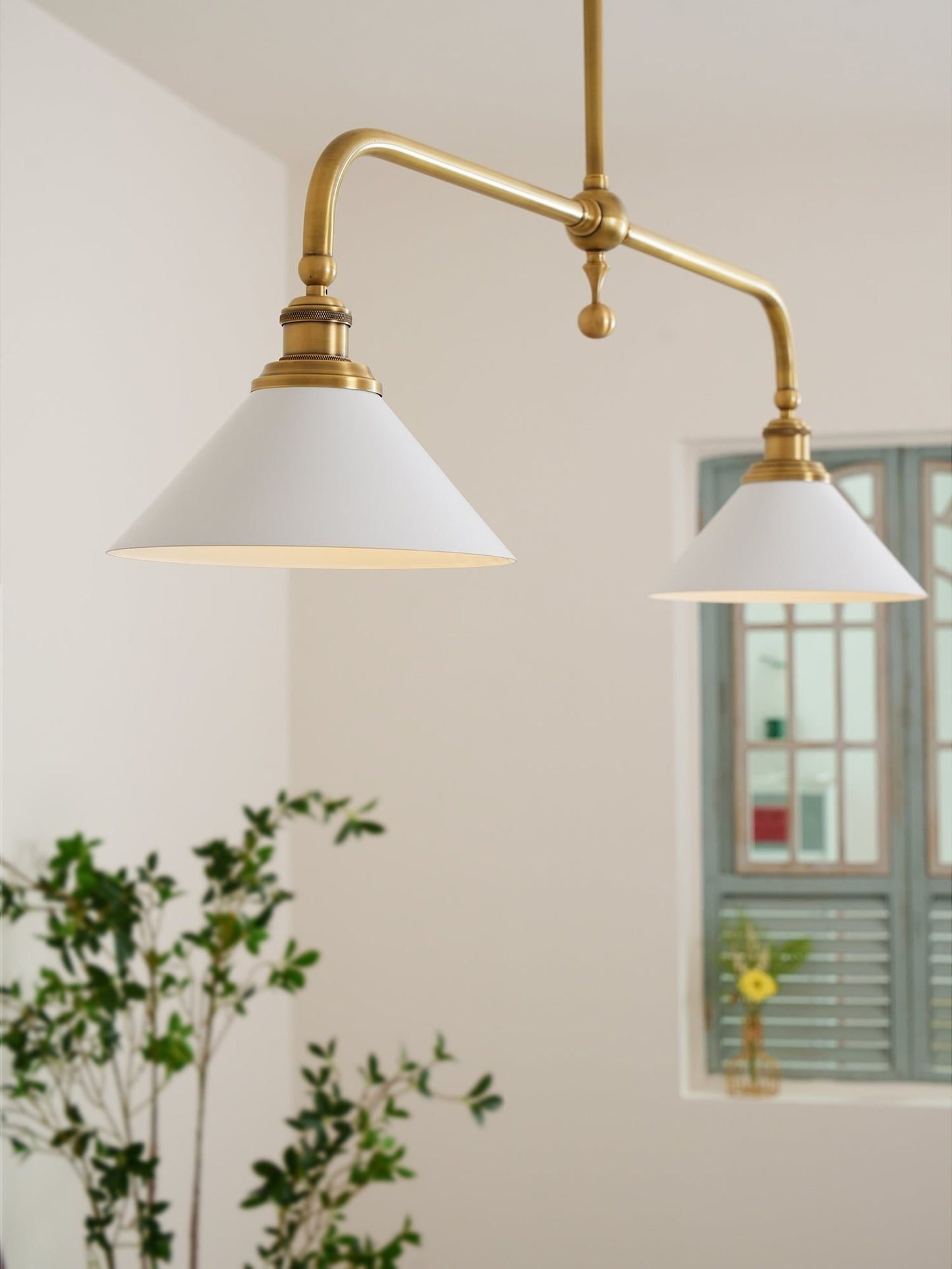 Amelia Chandelier | Brass & Ceramic | 2-Light Retro Design