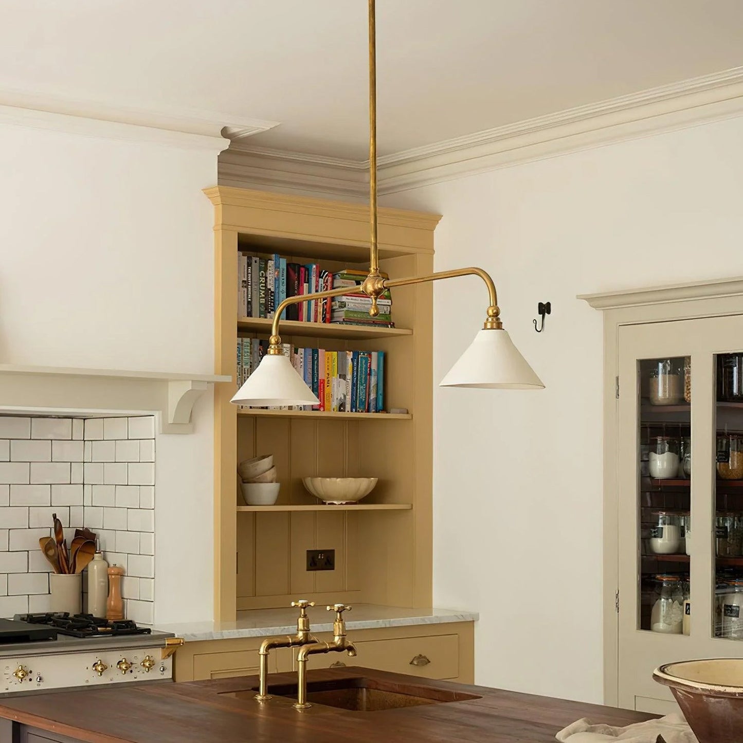 Amelia Chandelier | Brass & Ceramic | 2-Light Retro Design