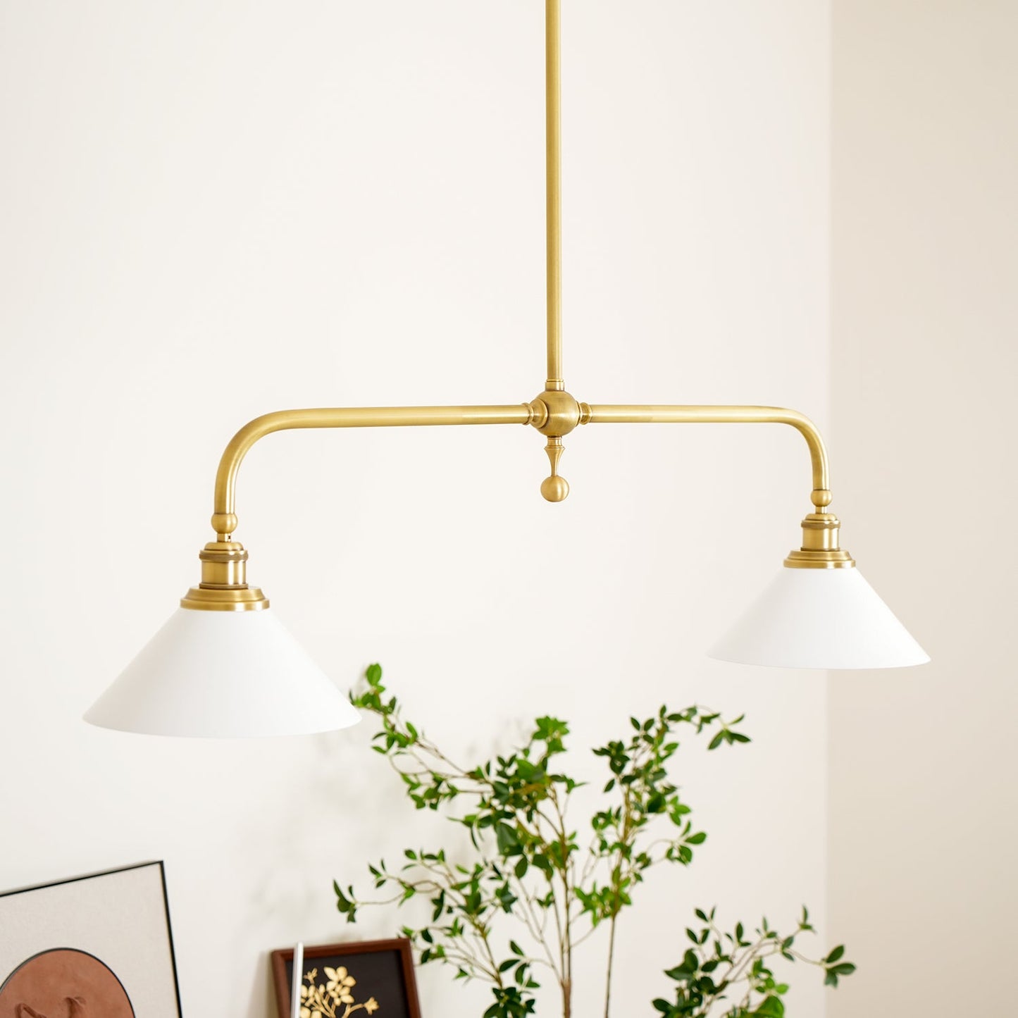 Amelia Chandelier | Brass & Ceramic | 2-Light Retro Design