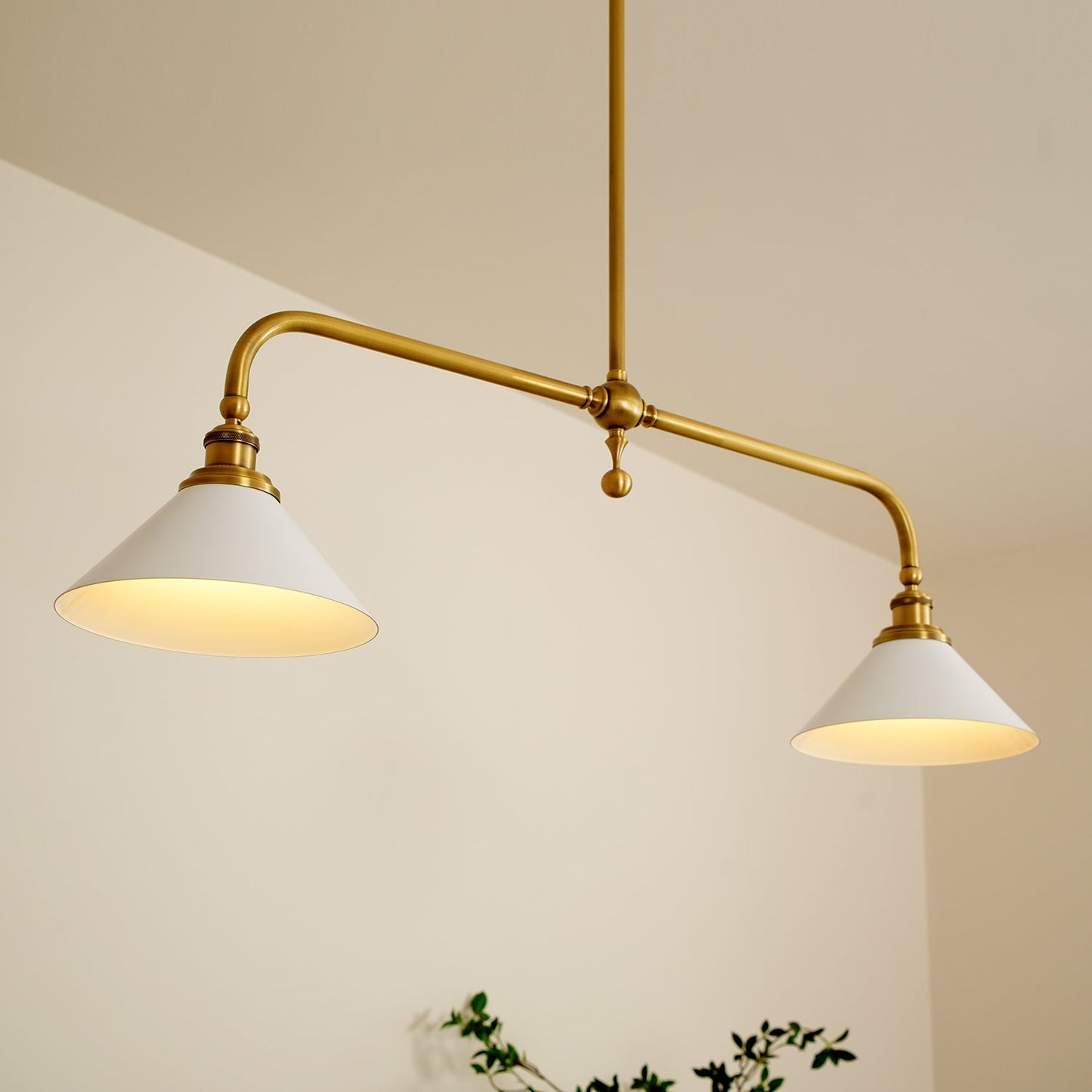 Amelia Chandelier | Brass & Ceramic | 2-Light Retro Design