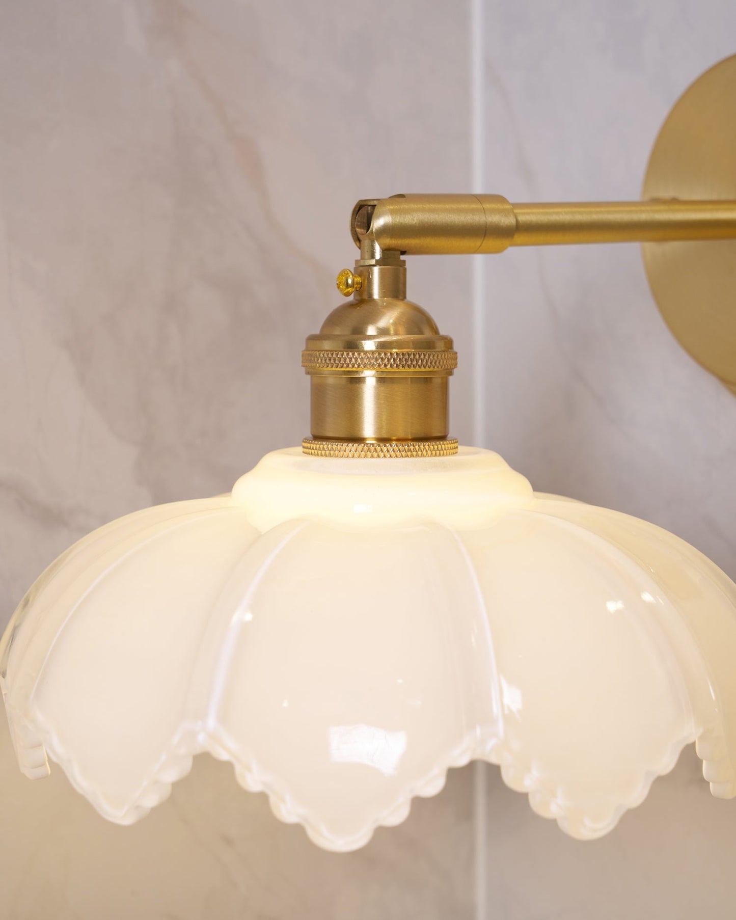 Lotus Rotatable Wall Lamp | Gold Finish | White Glass Shade