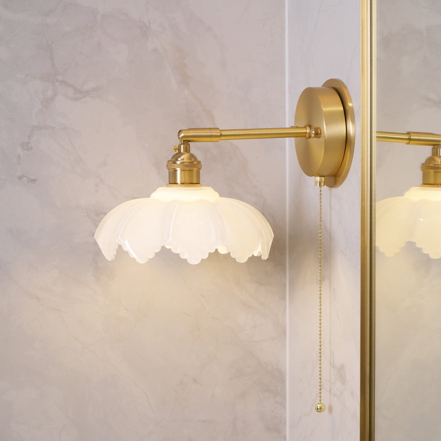Lotus Rotatable Wall Lamp | Gold Finish | White Glass Shade