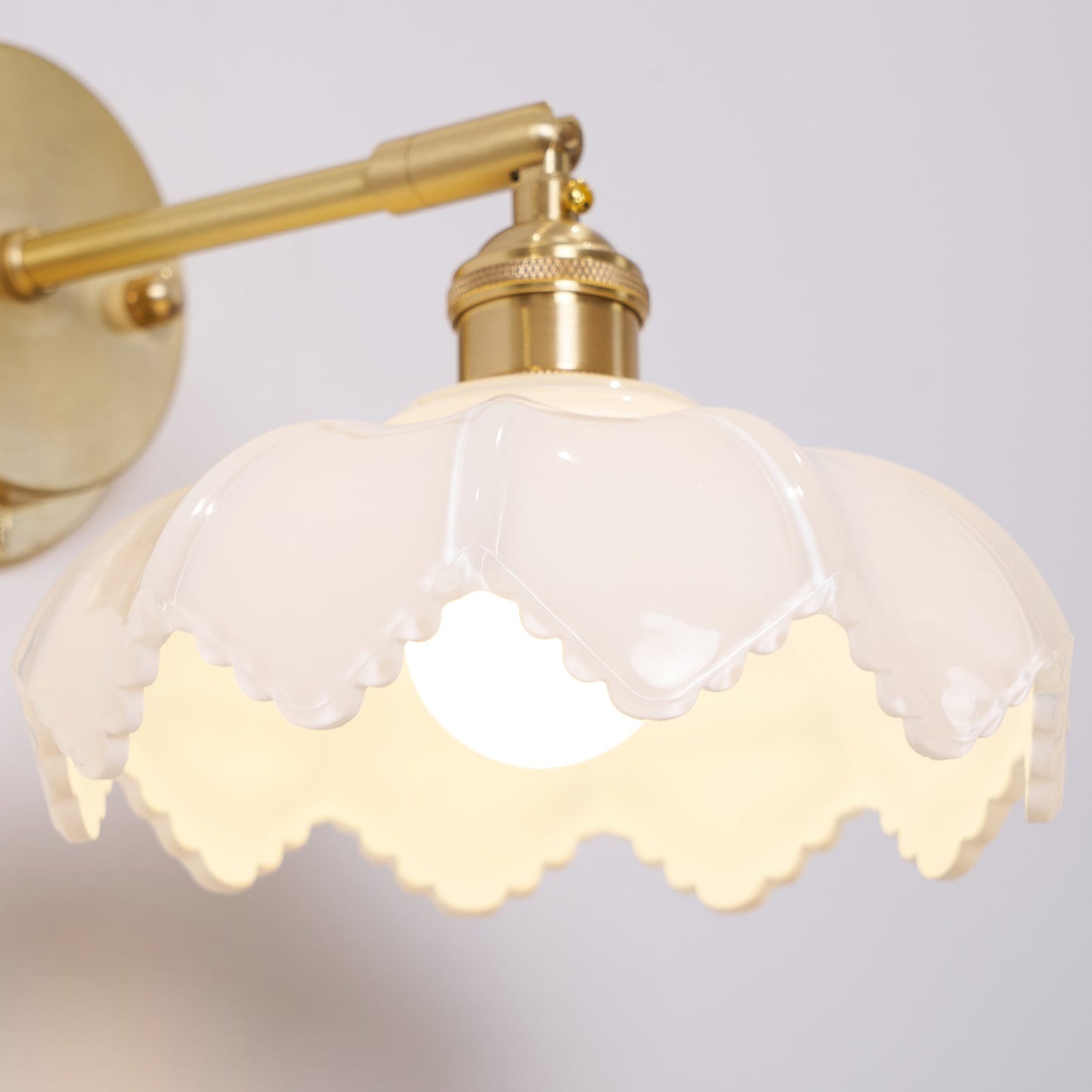 Lotus Rotatable Wall Lamp | Gold Finish | White Glass Shade