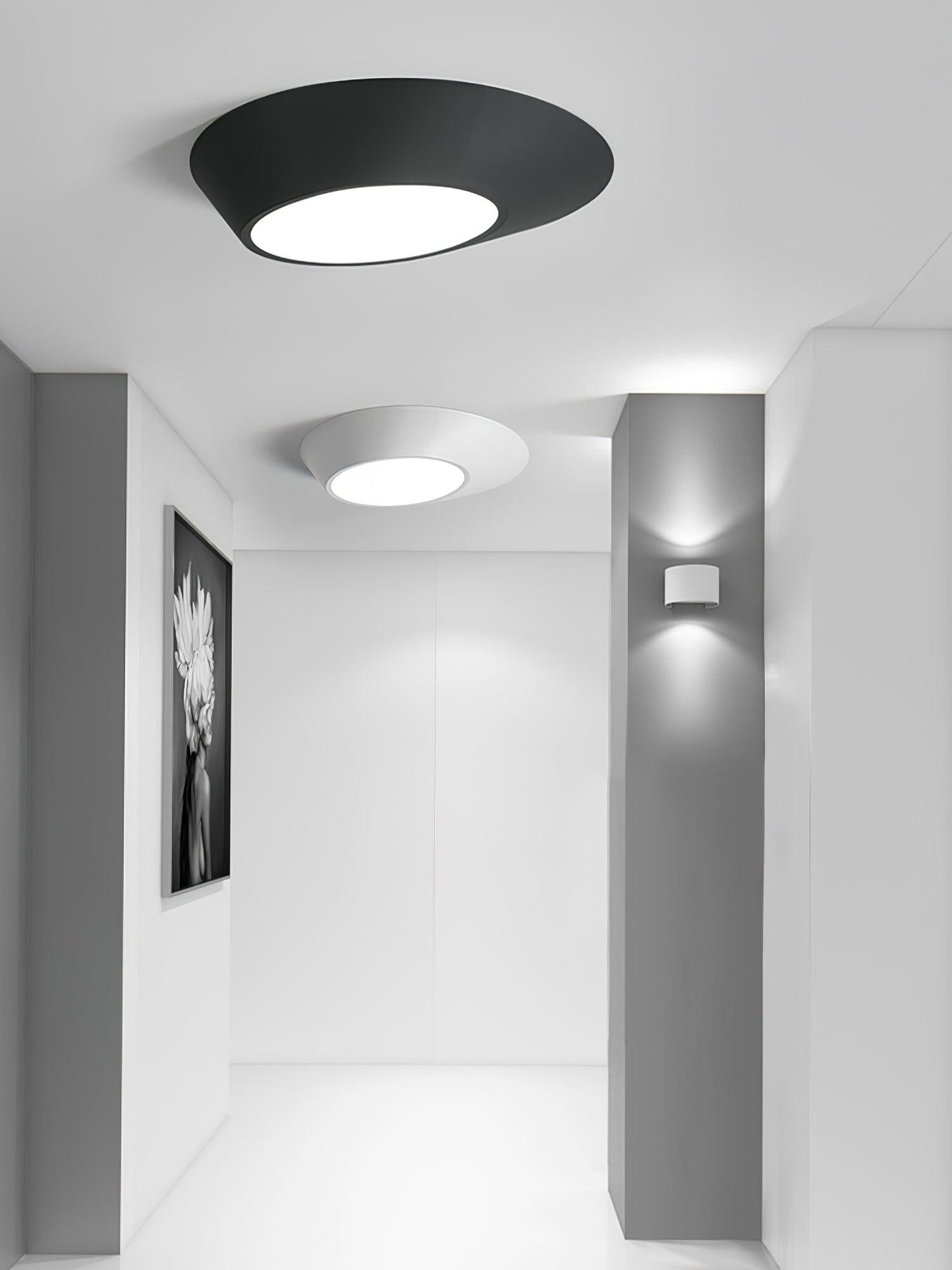 Angled Ceiling Light | Iron, Metal, Acrylic | Black, White