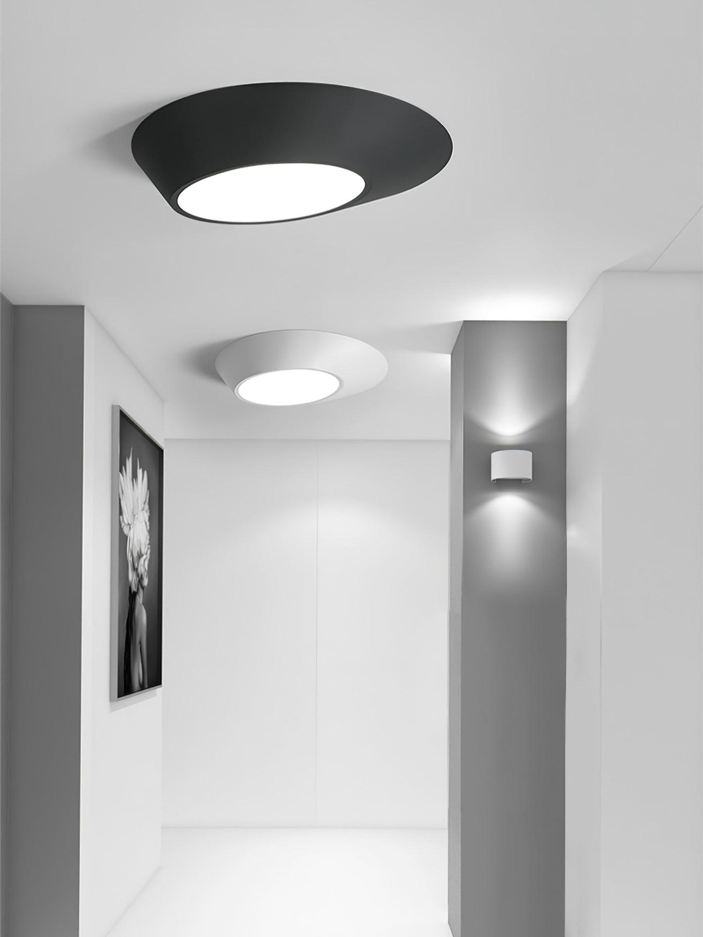 Angled Ceiling Light | Iron, Metal, Acrylic | Black, White