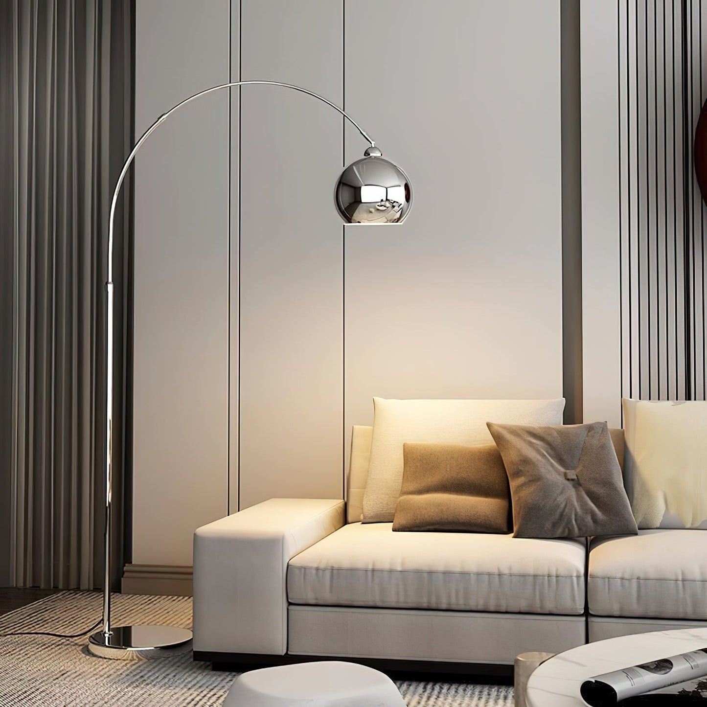 Angler Floor Lamp | Adjustable Metal Design | Black, Chrome, White