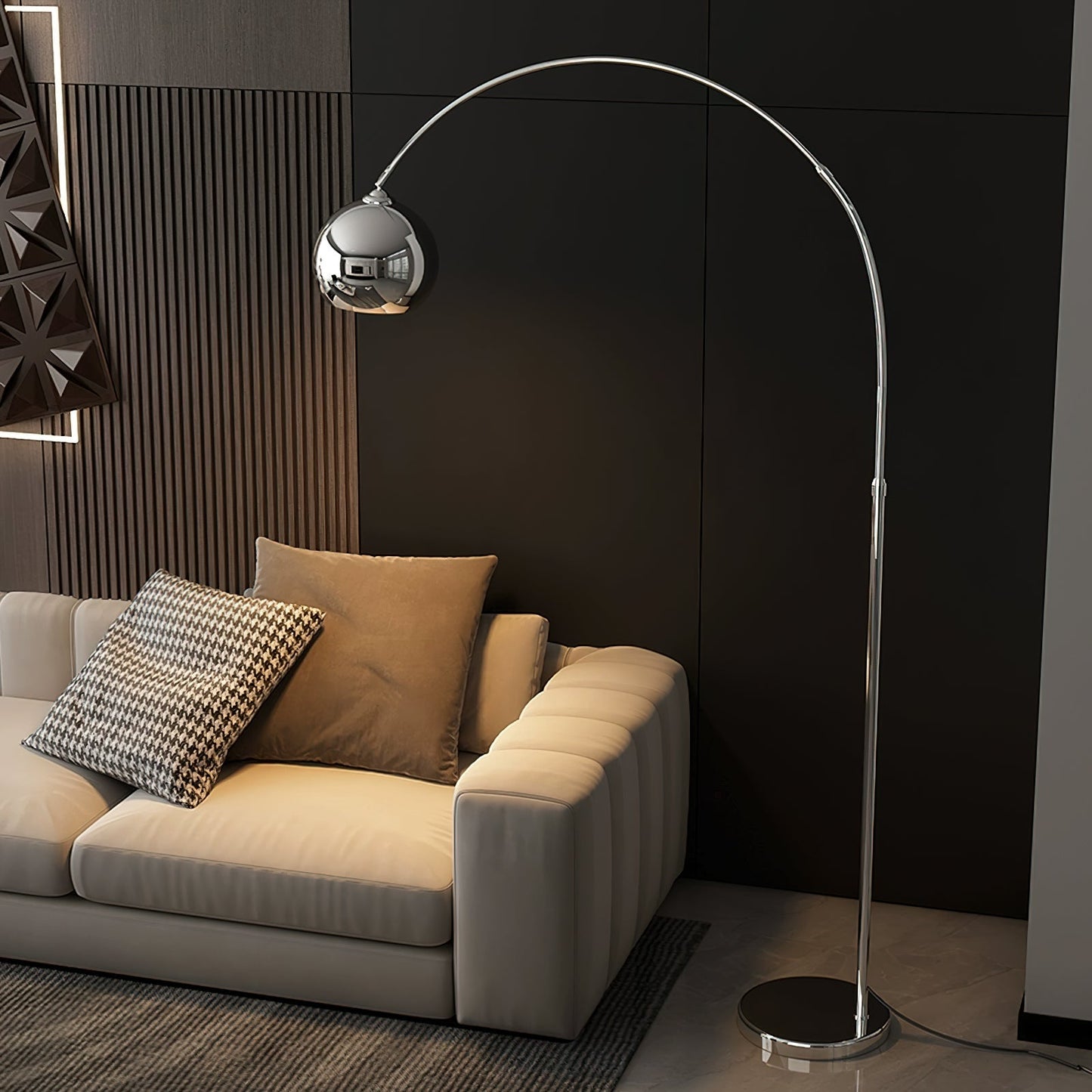 Angler Floor Lamp | Adjustable Metal Design | Black, Chrome, White