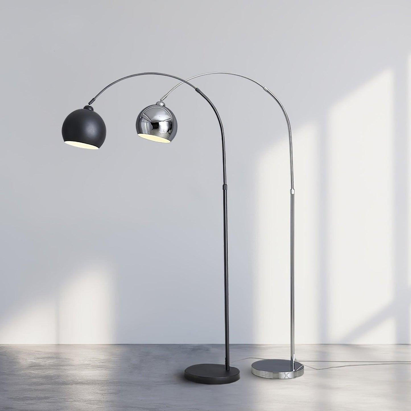 Angler Floor Lamp | Adjustable Metal Design | Black, Chrome, White