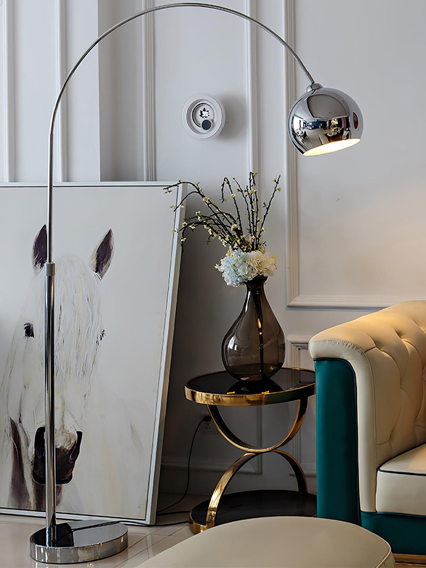 Angler Floor Lamp | Adjustable Metal Design | Black, Chrome, White