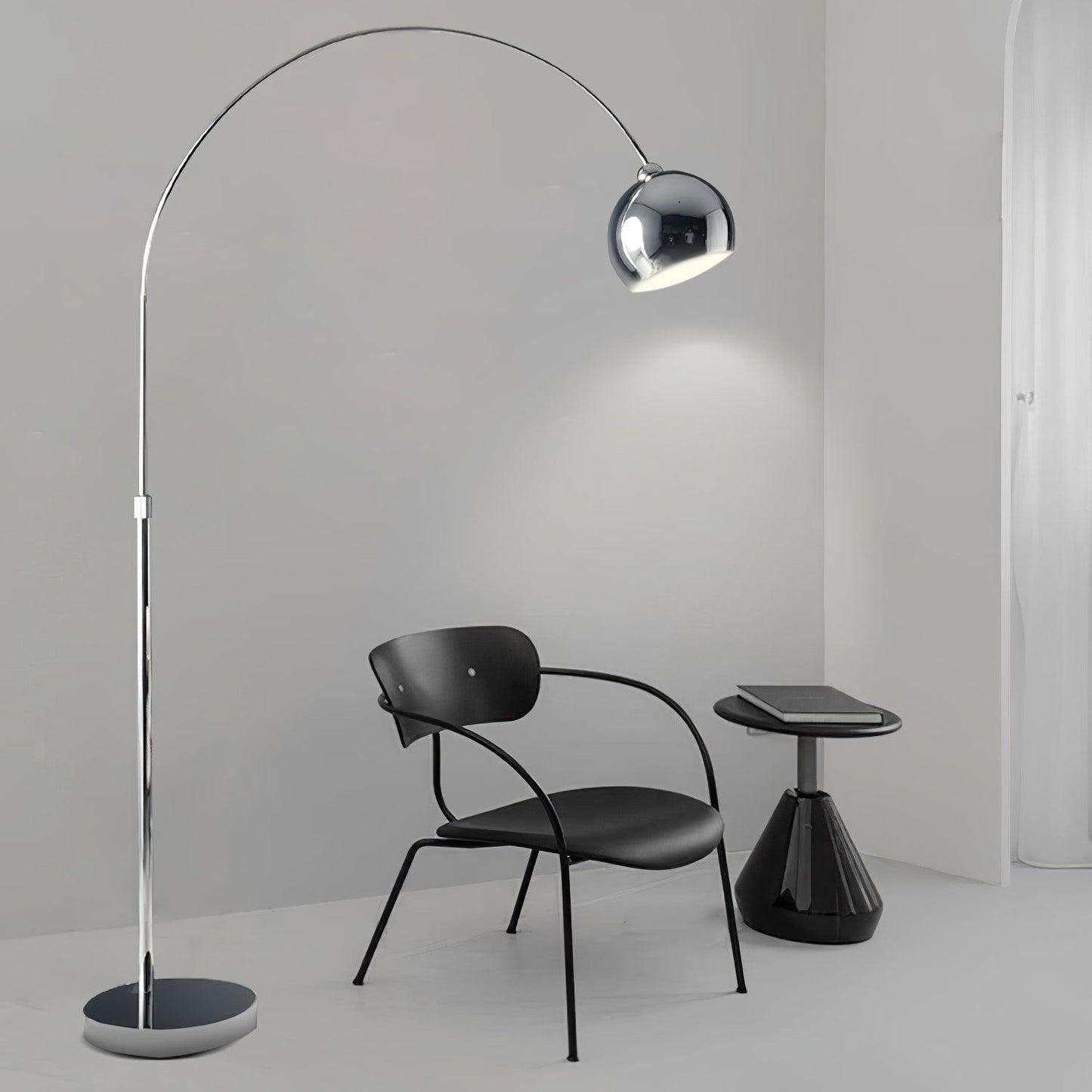 Angler Floor Lamp | Adjustable Metal Design | Black, Chrome, White