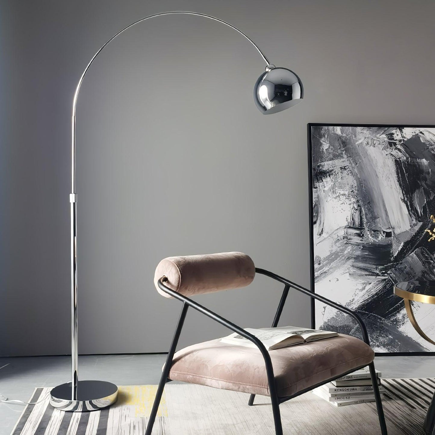 Angler Floor Lamp | Adjustable Metal Design | Black, Chrome, White