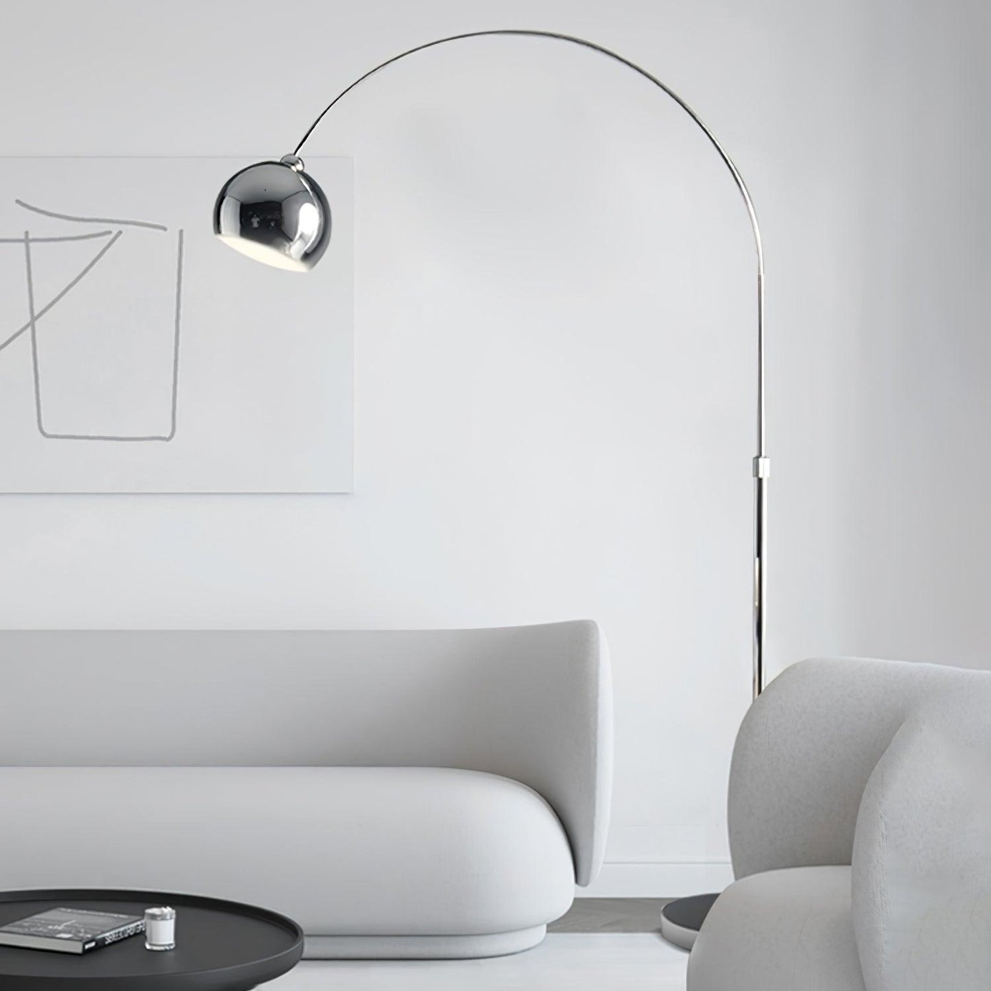 Angler Floor Lamp | Adjustable Metal Design | Black, Chrome, White