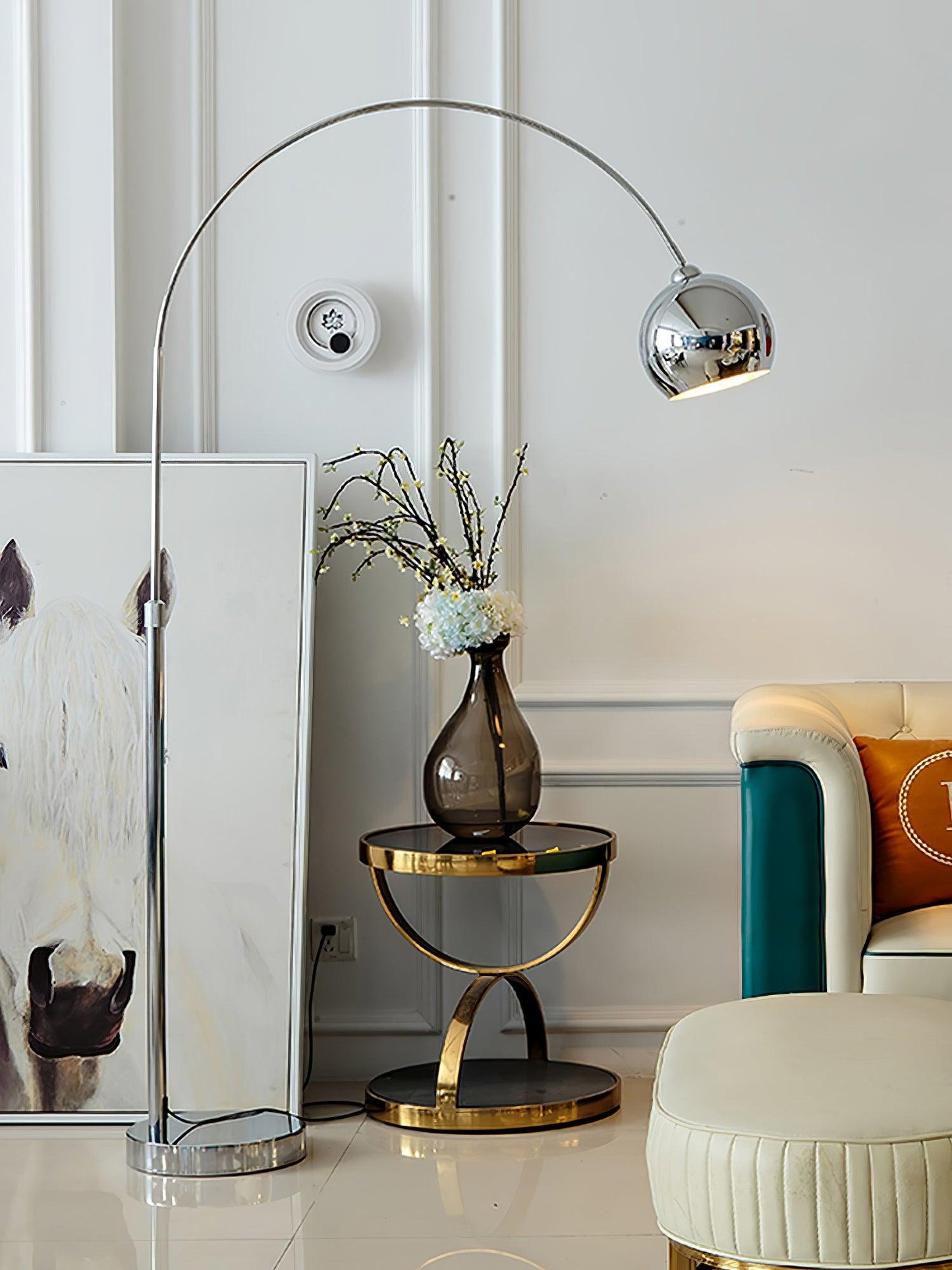 Angler Floor Lamp | Adjustable Metal Design | Black, Chrome, White