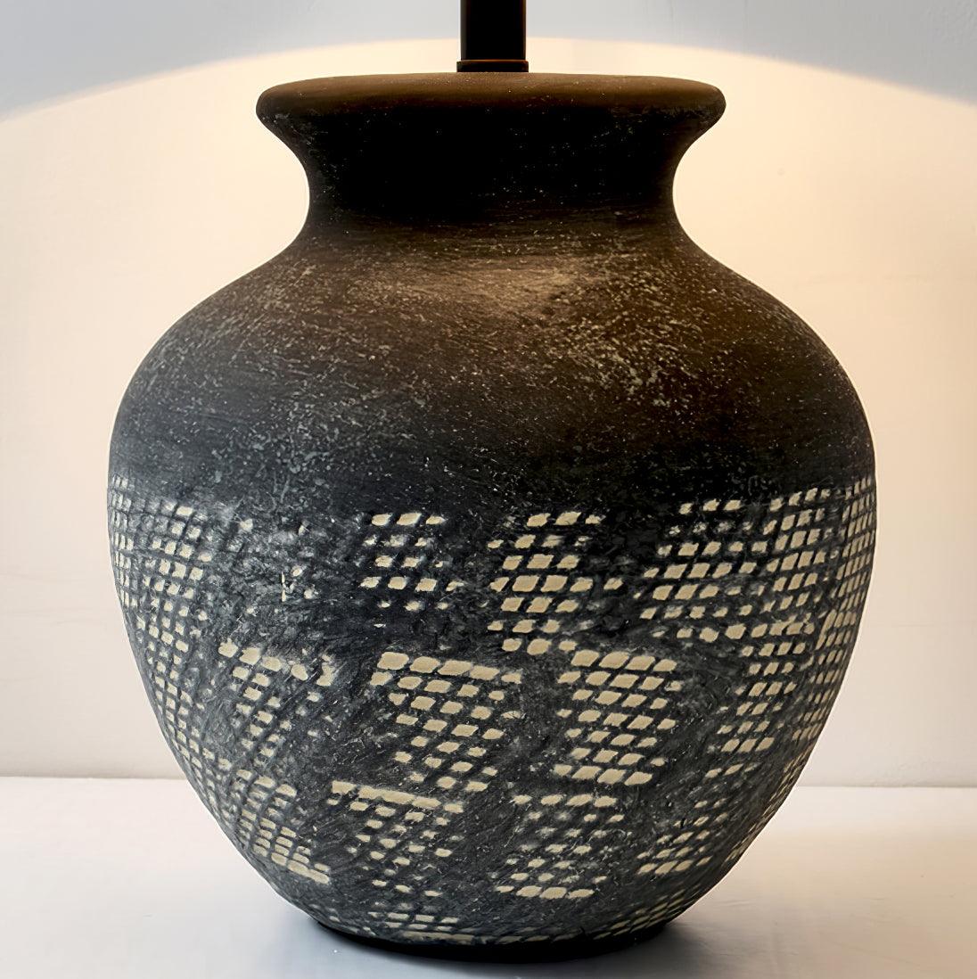 Ansel Ceramic Table Lamp | Ceramic, Fabric | Black & Beige