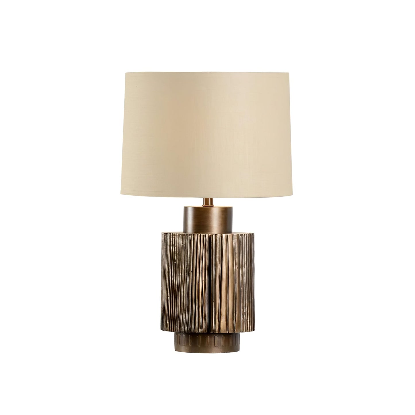 Antique Table Lamp | Bronze Base | Beige Shade