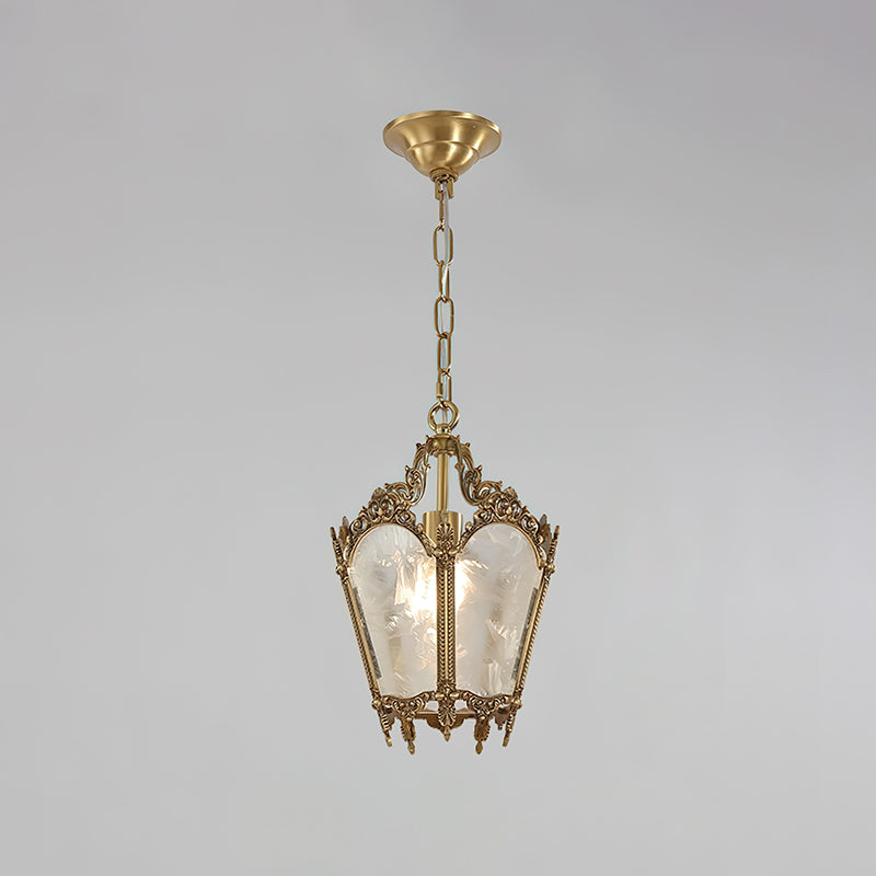 Antique Pendant Lamp | Brass & Frosted Glass | 23cm Diameter