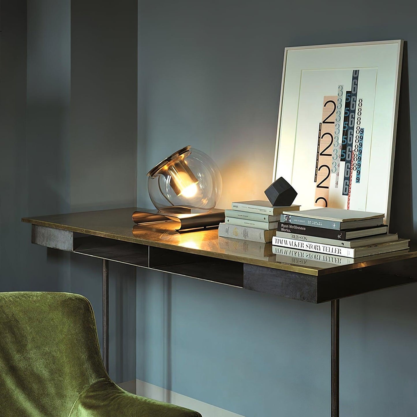 Anvia Glass Table Lamp | Metal & Glass | Gold