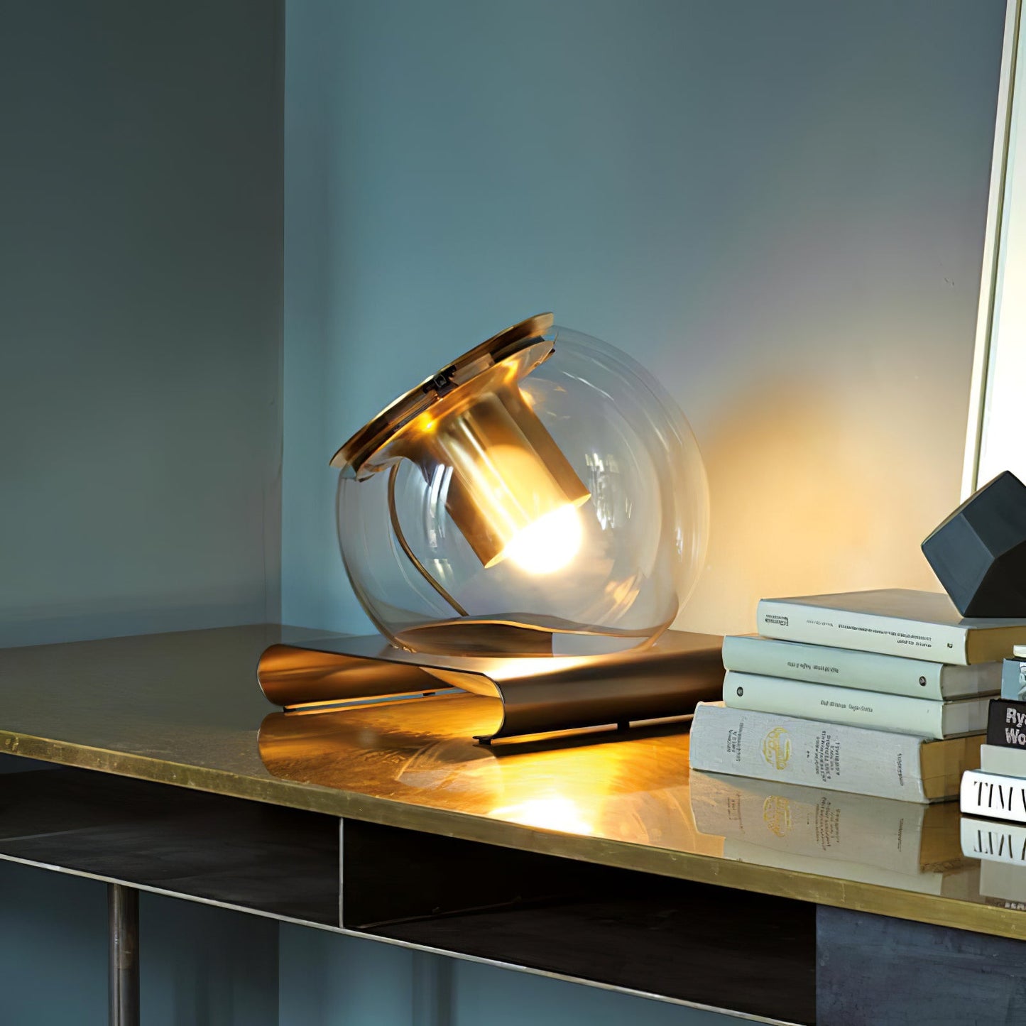 Anvia Glass Table Lamp | Metal & Glass | Gold