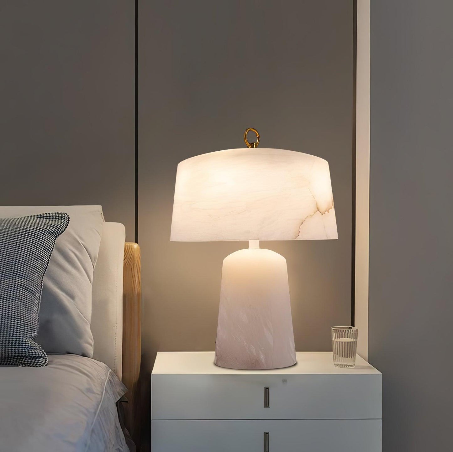 Aogashima Table Lamp | Marble & Brass | White & Brass