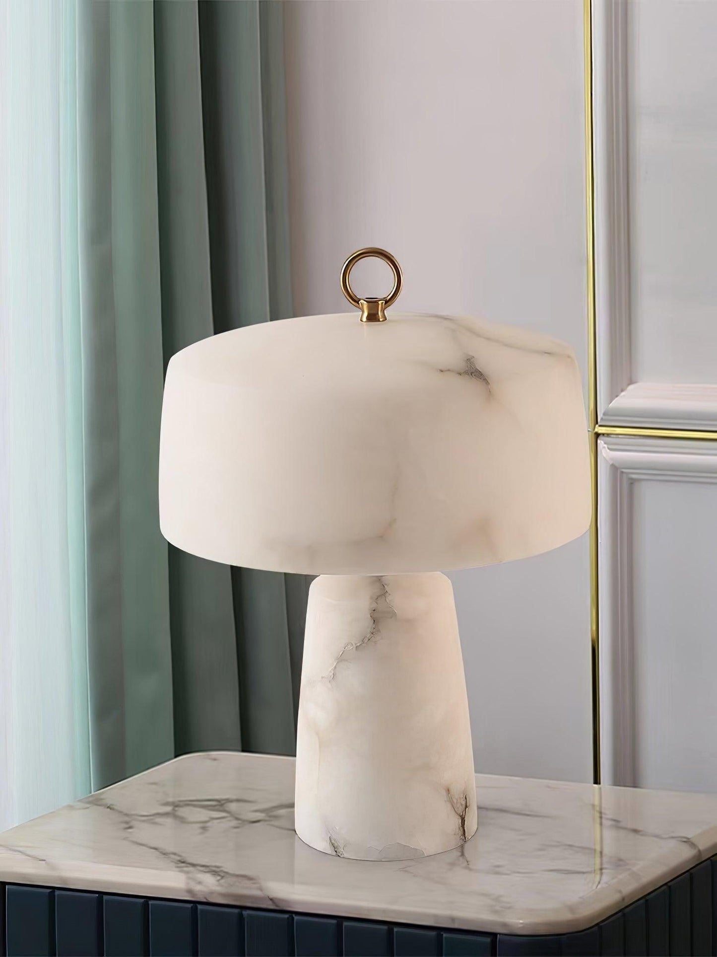Aogashima Table Lamp | Marble & Brass | White & Brass