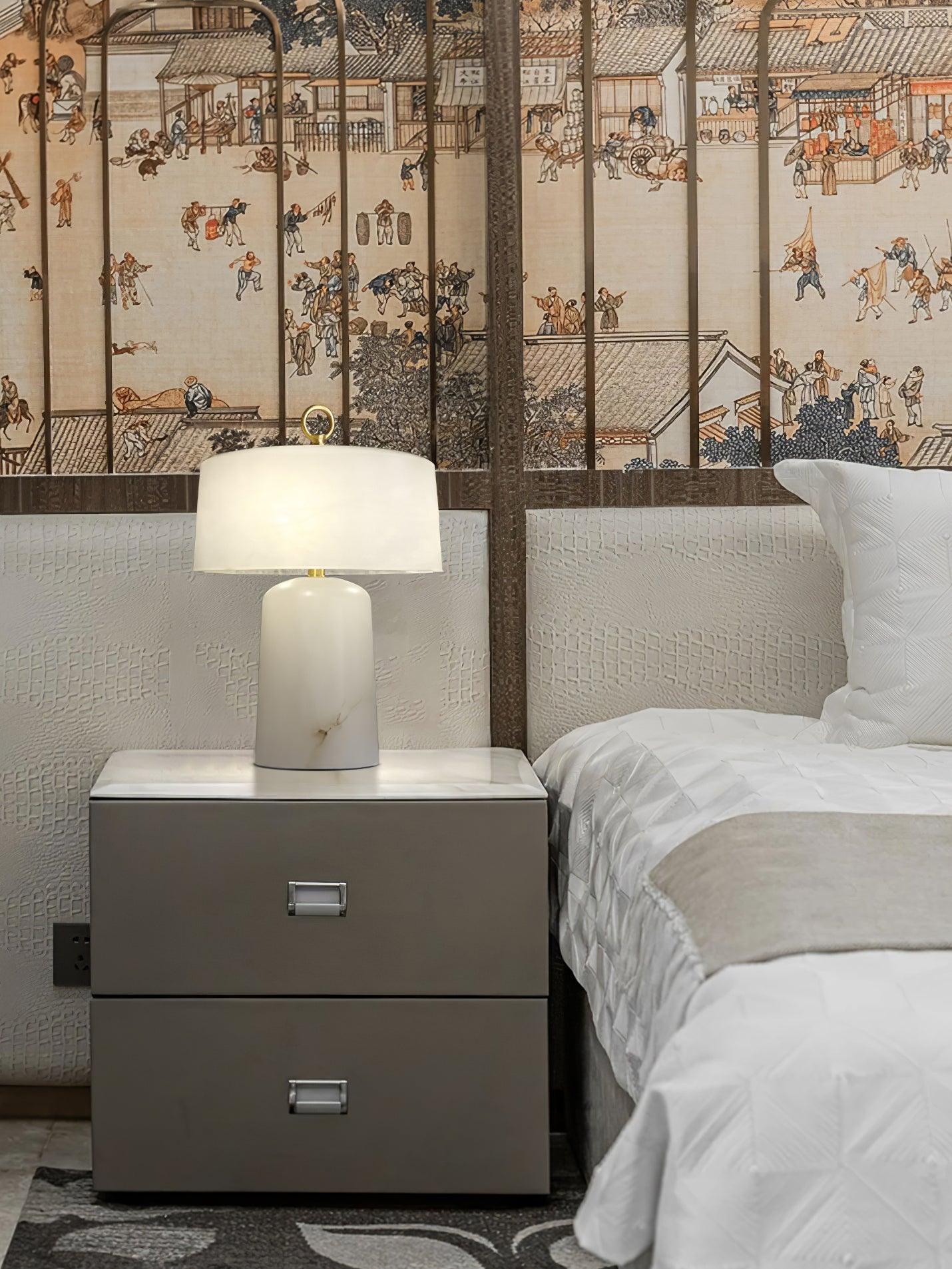 Aogashima Table Lamp | Marble & Brass | White & Brass