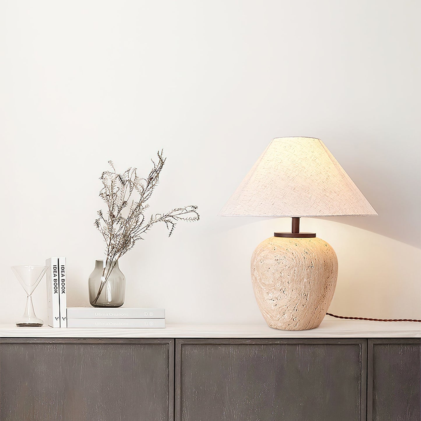 Aoji Table Lamp | Yellow Travertine | Beige