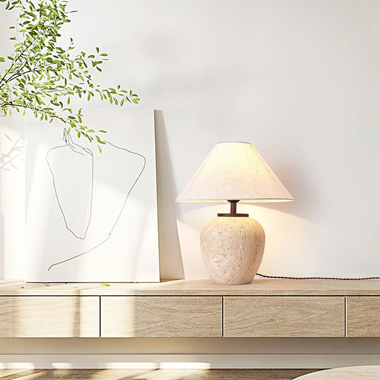 Aoji Table Lamp | Yellow Travertine | Beige