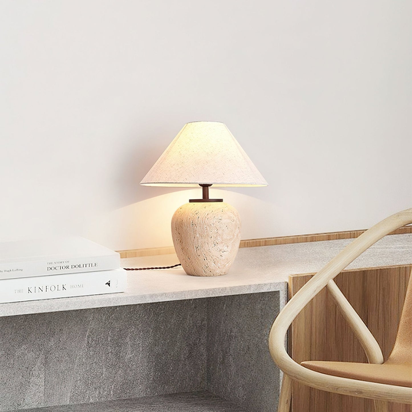 Aoji Table Lamp | Yellow Travertine | Beige