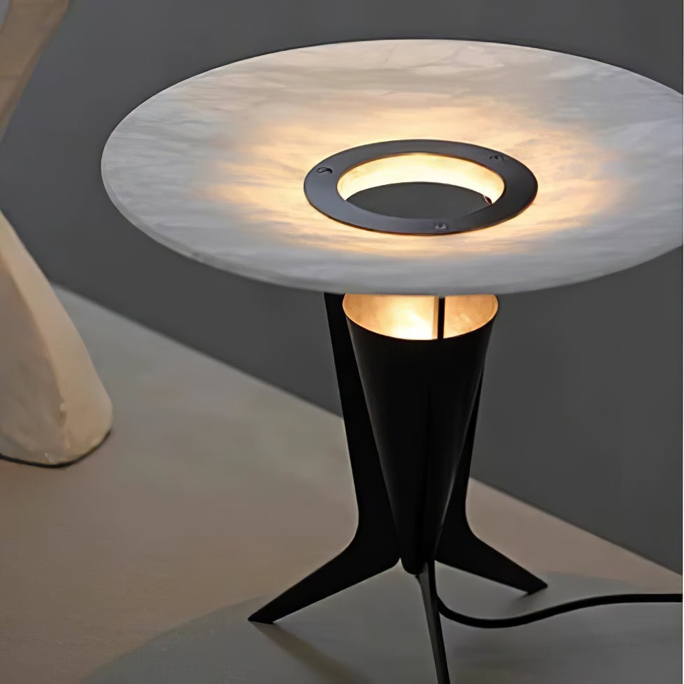 Aragon Table Lamp | Alabaster & Metal | Bronze & White