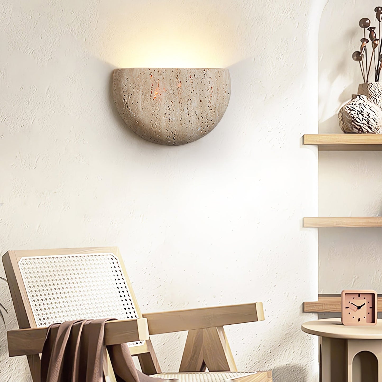 Arc Bowl Wall Lamp | Travertine | Yellow